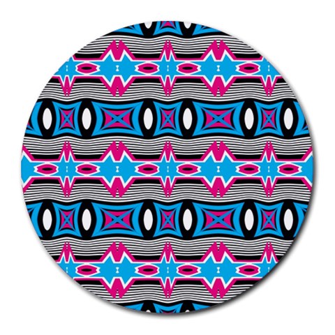 Blue pink shapes rows.jpg                                                       Round Mousepad from ZippyPress Front