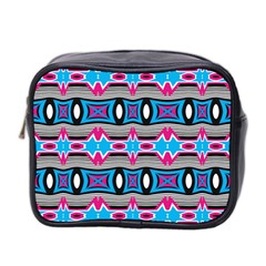 Blue pink shapes rows.jpg                                                       Mini Toiletries Bag (Two Sides) from ZippyPress Front