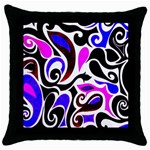Retro Swirl Abstract Throw Pillow Case (Black)