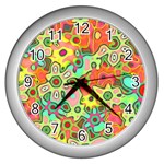 Colorful shapes          Wall Clock (Silver)