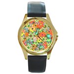 Colorful shapes          Round Gold Metal Watch