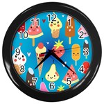 Cute food characters clipart             Wall Clock (Black)