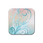 Pink Blue Pattern Rubber Square Coaster (4 pack)