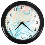 Pink Blue Pattern Wall Clock (Black)