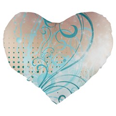 Pink Blue Pattern Large 19  Premium Heart Shape Cushion from ZippyPress Back