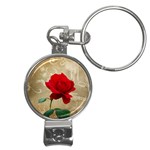 Red Rose Art Nail Clippers Key Chain
