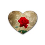 Red Rose Art Rubber Heart Coaster (4 pack)