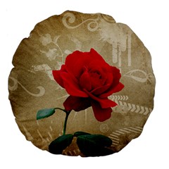 Red Rose Art Large 18  Premium Flano Round Cushion  from ZippyPress Front