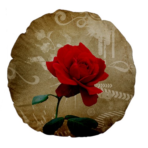 Red Rose Art Large 18  Premium Flano Round Cushion  from ZippyPress Back