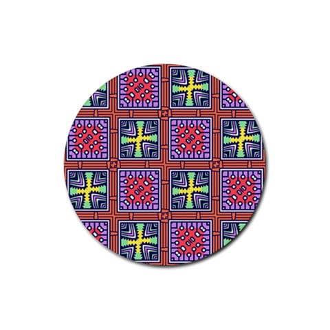 Shapes in squares pattern                       Rubber Round Coaster (4 pack) from ZippyPress Front