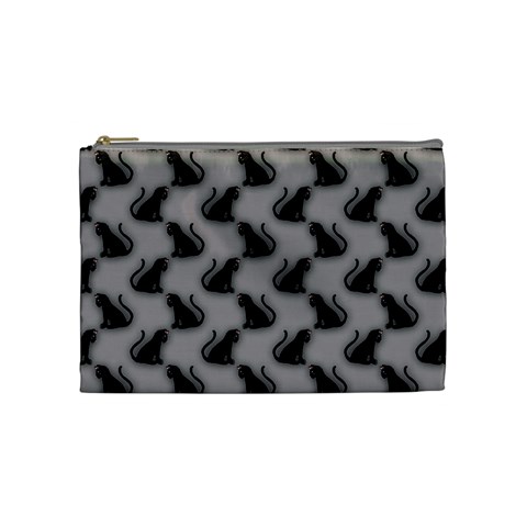 Black Cats On Gray Cosmetic Bag (Medium) from ZippyPress Front