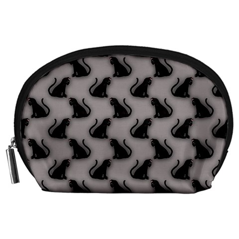 Black Cats On Gray Accessory Pouch (Large) from ZippyPress Front