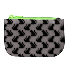 Black Cats On Gray Large Coin Purse from ZippyPress Front