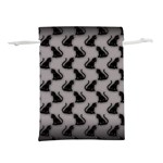 Black Cats On Gray Lightweight Drawstring Pouch (S)