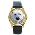 Fabulous Polar Bear Round Gold Metal Watch