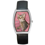 Adorable Kitten Barrel Style Metal Watch