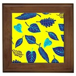 Leaves on a yellow background                                  Framed Tile