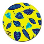 Leaves on a yellow background                                  Round Mousepad