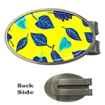 Leaves on a yellow background                                  Money Clip (Oval)