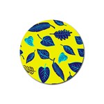 Leaves on a yellow background                                  Rubber Coaster (Round)