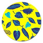 Leaves on a yellow background                                  Magnet 5  (Round)