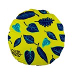 Leaves on a yellow background                                 Standard 15  Premium Flano Round Cushion
