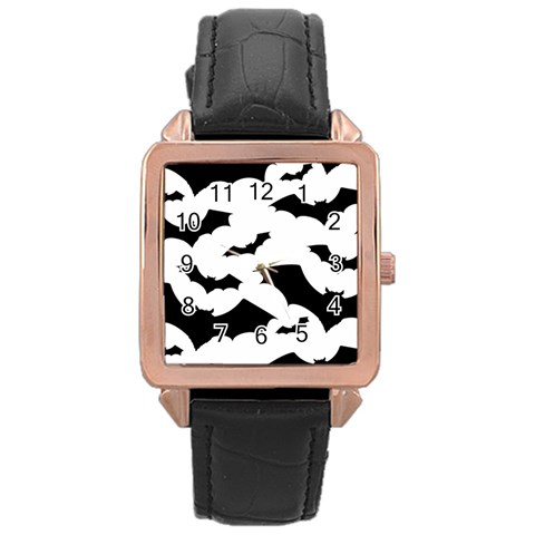 Deathrock Bats Rose Gold Leather Watch  from ZippyPress Front