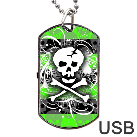 Deathrock Skull Dog Tag USB Flash (One Side) from ZippyPress Front