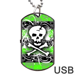 Deathrock Skull Dog Tag USB Flash (Two Sides) from ZippyPress Front