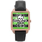 Deathrock Skull Rose Gold Leather Watch 