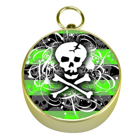 Deathrock Skull Gold Compass from ZippyPress Front