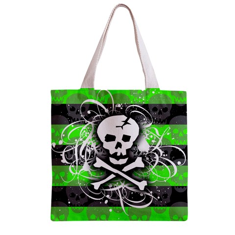 Deathrock Skull Zipper Grocery Tote Bag from ZippyPress Front