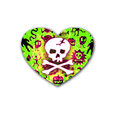 Deathrock Skull & Crossbones Rubber Heart Coaster (4 pack) from ZippyPress Front