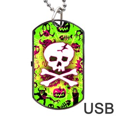 Deathrock Skull & Crossbones Dog Tag USB Flash (Two Sides) from ZippyPress Front