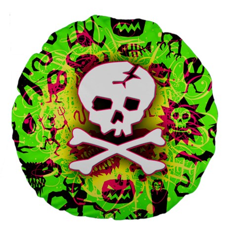 Deathrock Skull & Crossbones Large 18  Premium Round Cushion  from ZippyPress Front