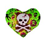 Deathrock Skull & Crossbones Standard 16  Premium Heart Shape Cushion 