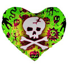 Deathrock Skull & Crossbones Large 19  Premium Heart Shape Cushion from ZippyPress Front