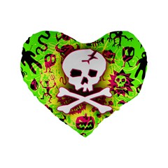 Deathrock Skull & Crossbones Standard 16  Premium Flano Heart Shape Cushion  from ZippyPress Front