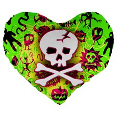 Deathrock Skull & Crossbones Large 19  Premium Flano Heart Shape Cushion from ZippyPress Front