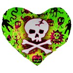 Deathrock Skull & Crossbones Large 19  Premium Flano Heart Shape Cushion