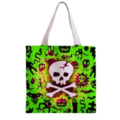 Deathrock Skull & Crossbones Zipper Grocery Tote Bag from ZippyPress Front