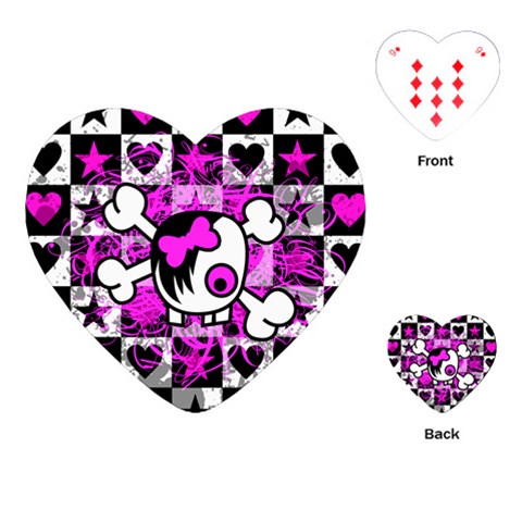 Emo Scene Girl Skull Playing Cards Single Design (Heart) from ZippyPress Front