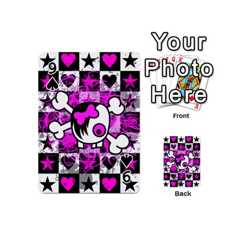 Emo Scene Girl Skull Playing Cards 54 Designs (Mini) from ZippyPress Front - Spade9