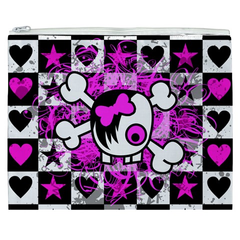 Emo Scene Girl Skull Cosmetic Bag (XXXL) from ZippyPress Front
