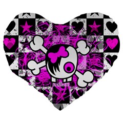 Emo Scene Girl Skull Large 19  Premium Heart Shape Cushion from ZippyPress Back