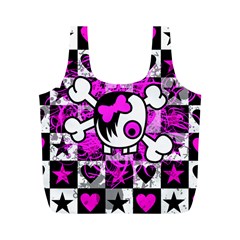 Emo Scene Girl Skull Full Print Recycle Bag (M) from ZippyPress Back