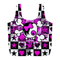 Emo Scene Girl Skull Full Print Recycle Bag (L) from ZippyPress Front