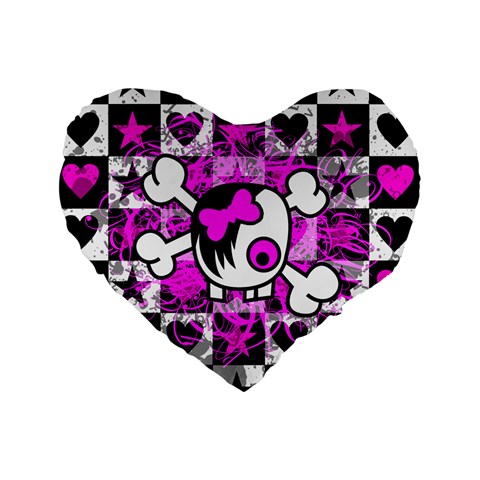 Emo Scene Girl Skull Standard 16  Premium Flano Heart Shape Cushion  from ZippyPress Front