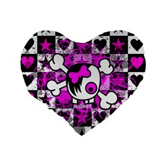 Emo Scene Girl Skull Standard 16  Premium Flano Heart Shape Cushion  from ZippyPress Back