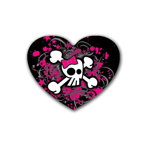 Girly Skull & Crossbones Rubber Heart Coaster (4 pack) from ZippyPress Front